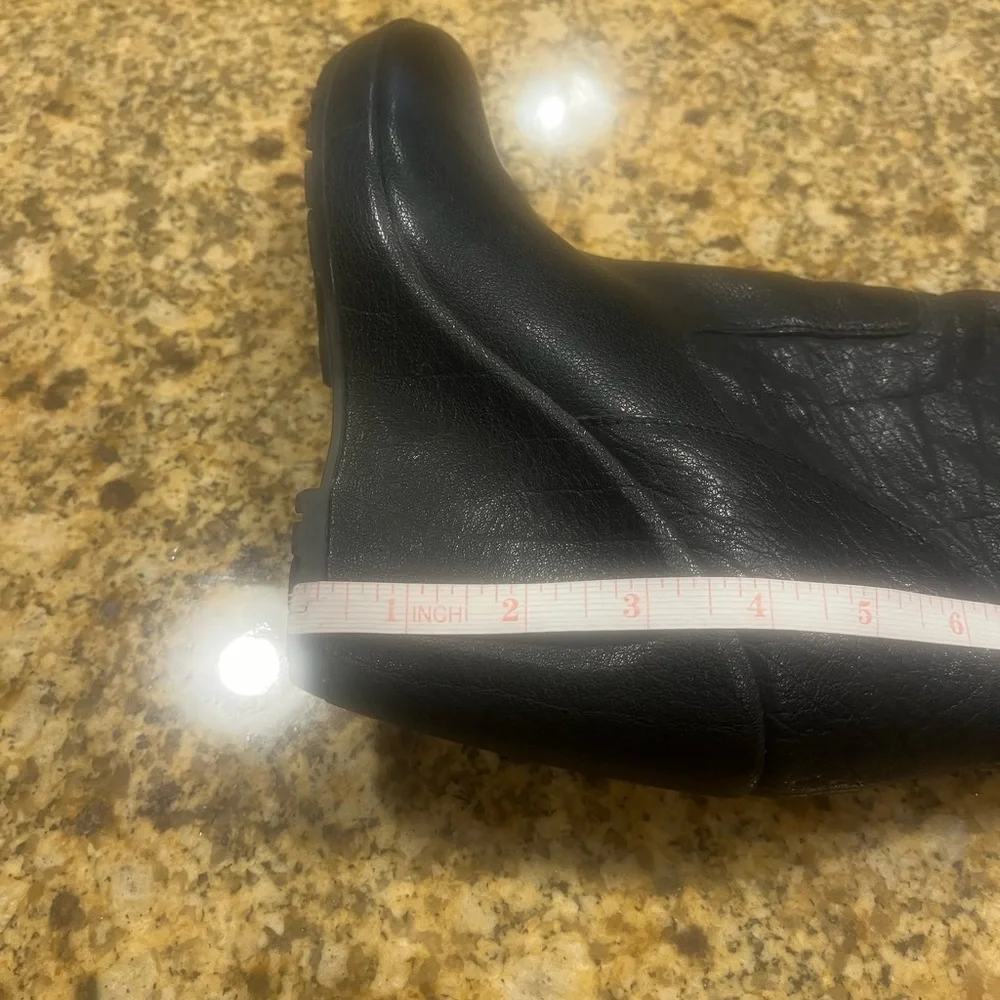 Kork-Ease Adrianne Black leather high knee Tall Fold over wedge boots size 8.5